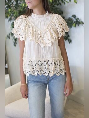 NWOT*SEA NY Elise Flutter Sleeve Top - size XS